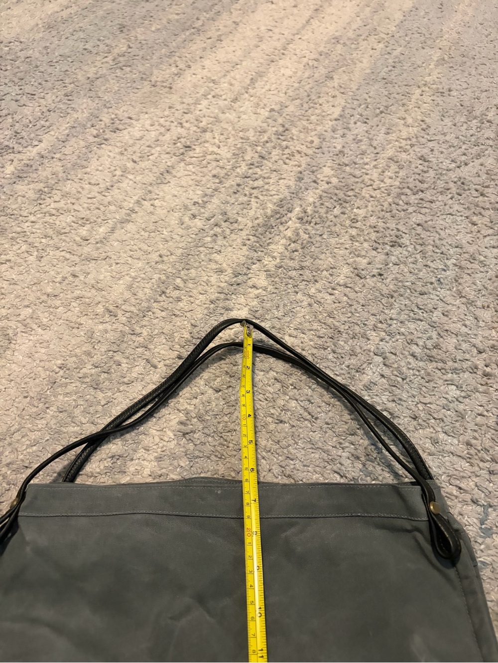 Rough & Tumble Maine Gray Waxed Canvas Tote Bag Leather Straps Utility Shoulder - Picture 6 of 11